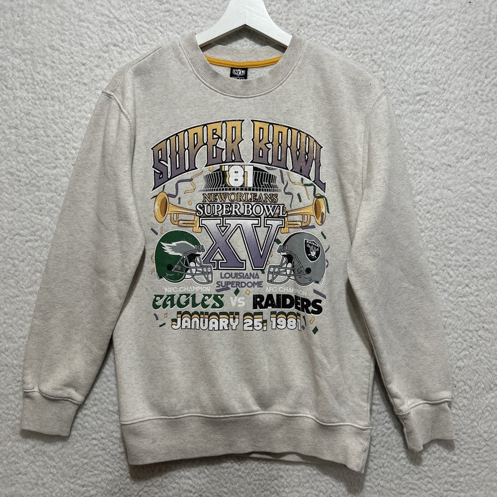 NFL Apparel 1981 Super Bowl XV Eagles vs Raiders Crew Sweatshirt Size XS